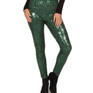 NWT - Tipsy Elves Dark Green Sequin High Waisted Leggings